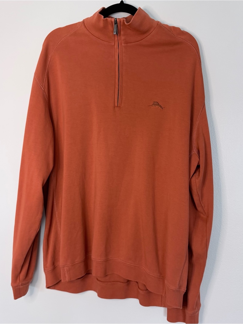 Tommy Bahama Men's 1/4 Zip lightweight 
Sweatshirt in Rust